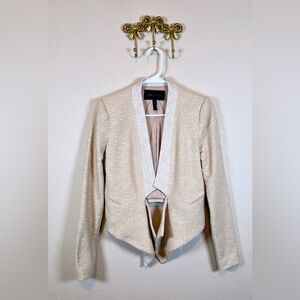 BCBGMaxAzria Cream/Blush Open-Front Textured Blazer. Size XS
